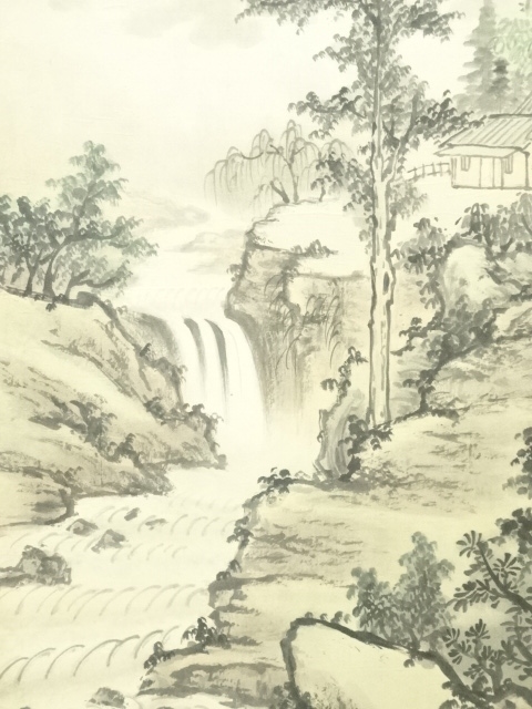 道具 ] - 道具 中国 蕭清池筆 水墨山水 肉筆絹本掛軸 | ネットショップ